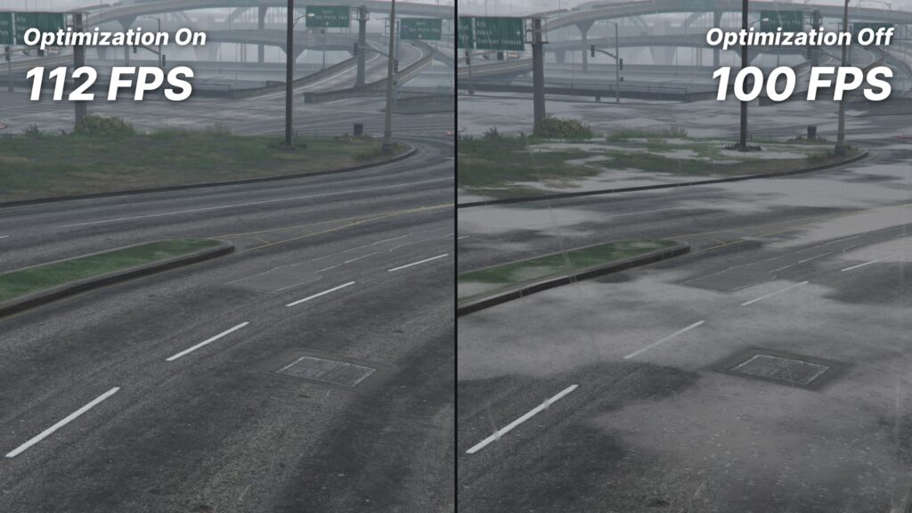 GTA 5: Remove rain and snow effects and get a fps boost with ModsHub - comparison